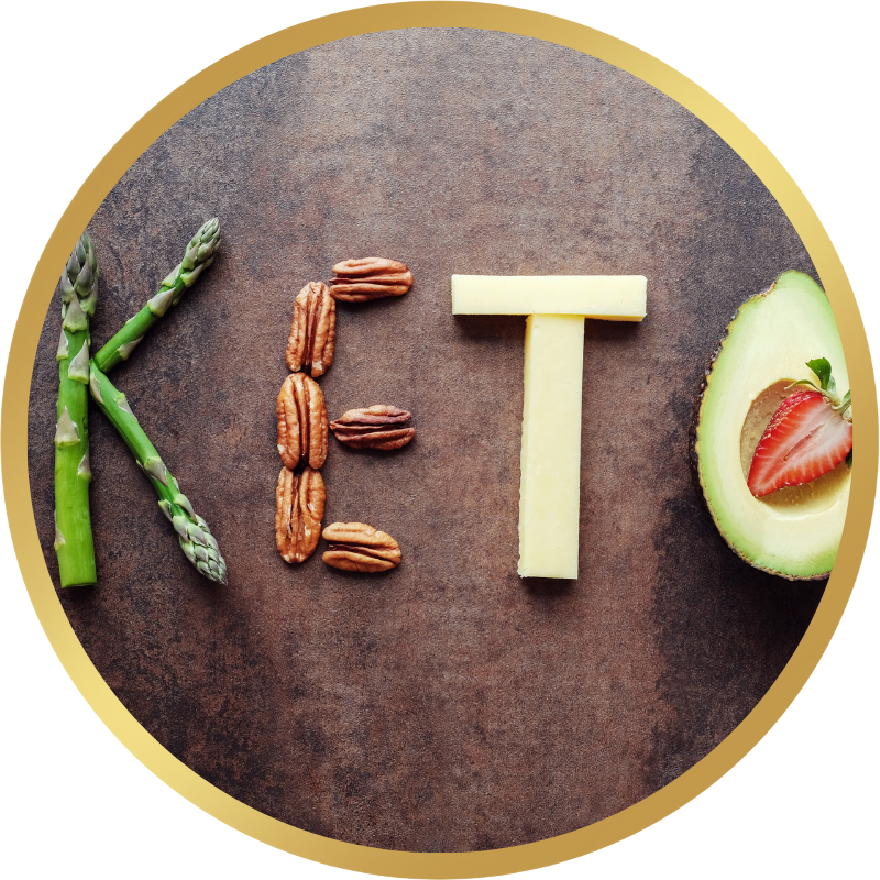 Keto spelled out in food