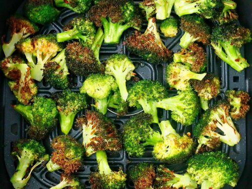 Air fryer Keto 2.0 Plus roasted broccoli which is tender, crispy, delicious and oh so very keto 2.0 friendly to both you and your waistline
