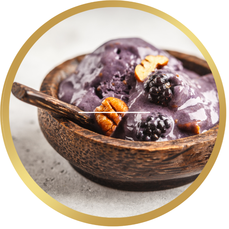 This is Keto 2.0 Plus Blueberry Ice Cream with nuts.  Add a little Keto 2.0 Plus whipped cream and you have quite possibly the perfect Keto Dessert.