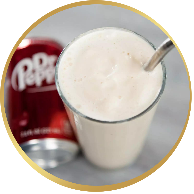 This is a picture of sugar free as well as artificial sweetener free Dr Pepper  milkshake.  Eat and drink healthy.  Live longer, weigh less and be happier