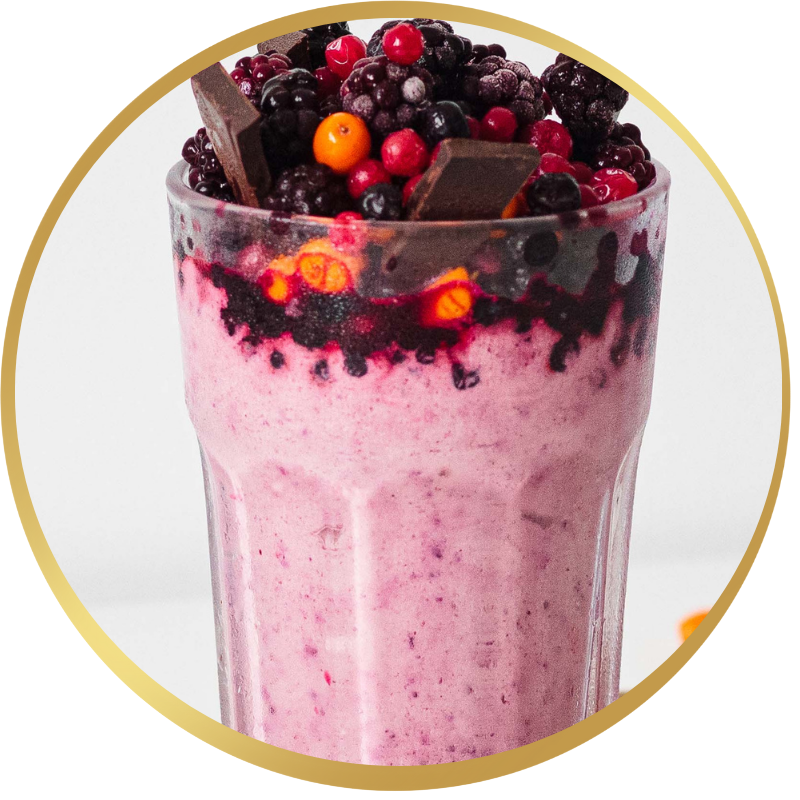 This is a picture of sugar free milkshake that is absolutely decadent and tastes just as good as it looks.  With blackberries (or any other berry of your vchoice) and sugar free dark chocolate chunks.  Eat and drink healthy.  Live longer, weigh less and be happier