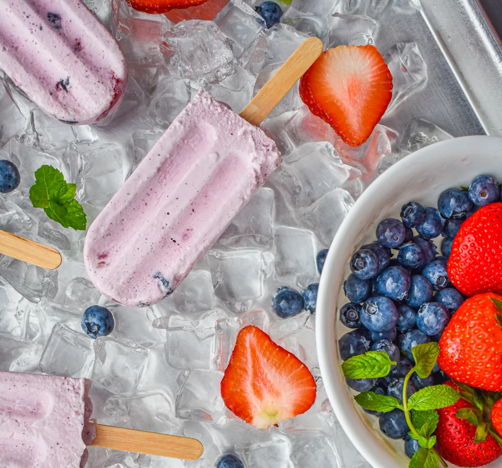 These berry cream popsicles are a real treat for a quick pick me up without any sugar.  Relax and kick back without that sugar high